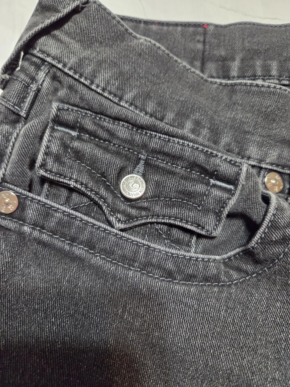 True Religion Ricky Relaxed Straight Jeans Black - Size 34x32 Flap Pocket